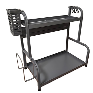 Estante de Almacenamiento de Especias de Acero al Carbono de 2/3 Niveles, 30/40/50 cm, Resistente, Capacidad de Carga de 90 kg, Diseño Moderno Multifuncional, Entrega Rápida - Product Image 4
