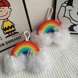 Rainbow Loofah Mesh Bath Flower Luxury Cartoon Loofah Rubbing Bath Towel Bubble Net <b>Shower</b> Flower Wholesale - Product Image 4