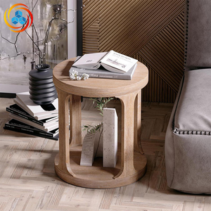 Natural Wood Farmhouse Tea <b>Table</b> Open <b>Storage</b> Shelf Modern Accent <b>End</b> <b>Table</b> Durable for Living Room Home Furniture Easy Assembly - Product Image 2