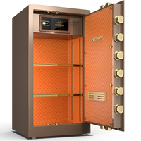 Coffre-fort électronique numérique en acier 70F avec lecteur d'empreintes digitales, finition noir/or café, certifié CSP/SSS/CCC