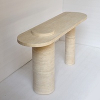 Table console de luxe personnalisée en travertin beige minimaliste style italien salon moderne longue console en pierre naturelle pour les couloirs