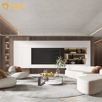 Meuble TV Moderne Minimaliste Personnalisé avec Portes Plates, Écologique, en Panneaux Massifs, Meuble de Rangement et de Présentation pour Salon, Console