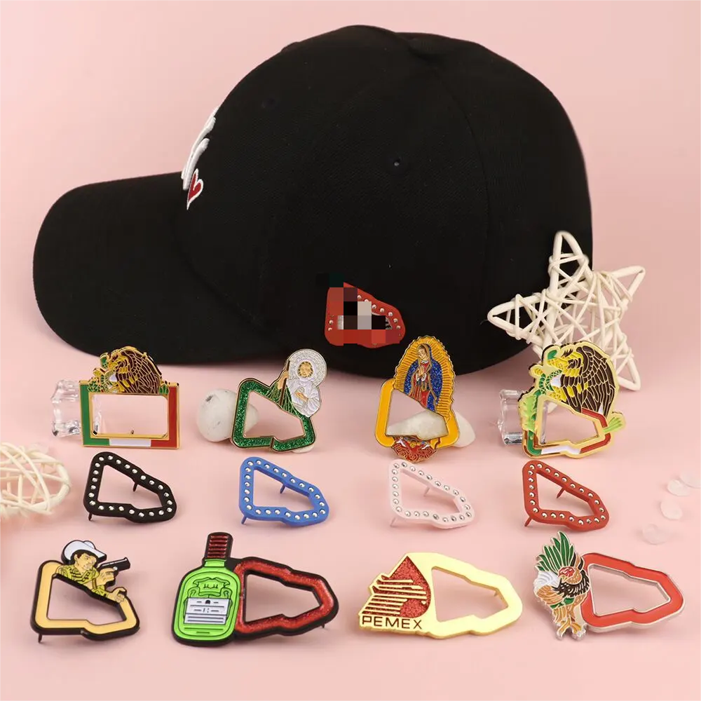Estoque promocional nova era chapéu pinos personalizado cartoon esmalte pin feito metal artesanato emblemas
