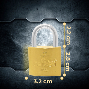 กุญแจทองเหลือง Feiteli ขนาด 32 มม. พร้อมห่วงเหล็กชุบแข็งเพื่อความปลอดภัย - Product Image 3