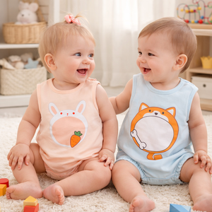Tutine Senza Maniche Carine Unisex per Neonati <span class=keywords><strong>in</strong></span> <span class=keywords><strong>Maglia</strong></span> Stampata <span class=keywords><strong>di</strong></span> <span class=keywords><strong>Cotone</strong></span> 0-12 Mesi Abbigliamento Estivo per Neonati 2026 - Product Image 2