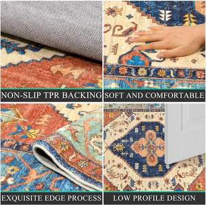 Tapis moderne à poils ras en polyester, lavable en machine, antidérapant, non empilable, épaisseur salon chambre salle à manger Le Soleil - Product Image 5