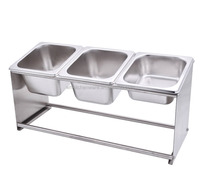 Station de caddie de condiment d'acier inoxydable avec des casseroles de nourriture de GN