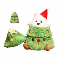 Peluche chien de Noël OEM, jouet en peluche doux, poupée chien, cadeau de Noël, décoration en peluche 35cm, vente en gros