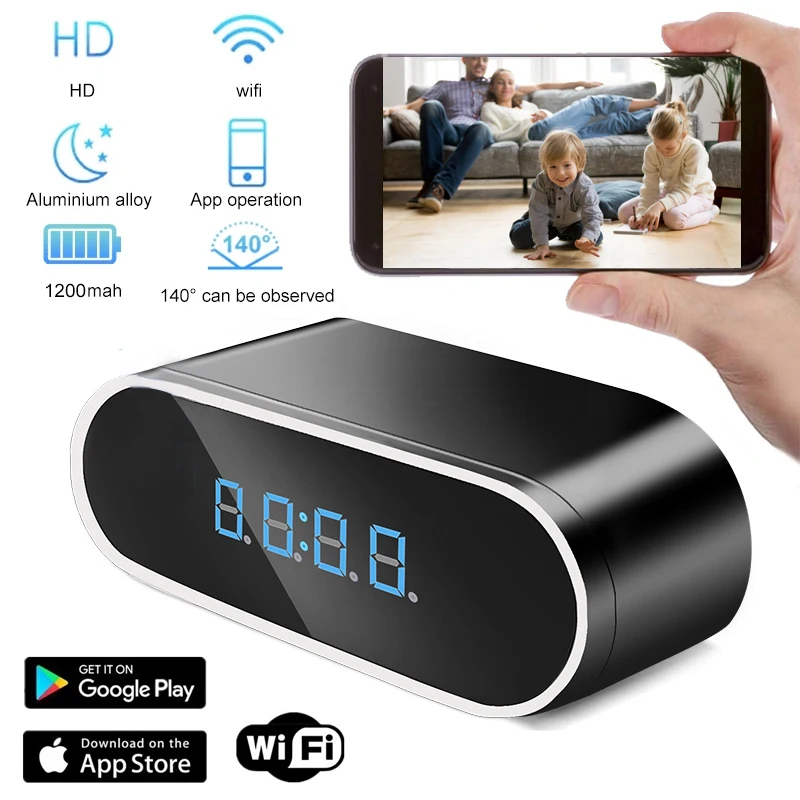 Clock Camera 1080P WiFi Wireless Mini Time Alarm Watch Security Night Vision Motion Sensor Remote Monitor Micro Smart Home Camera 2