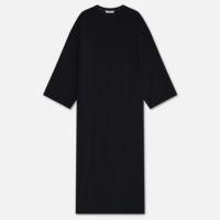 Robe longue en jersey modal sous abaya pour femmes musulmanes, manches longues, col rond, maxi, douce, respirante, noire unie