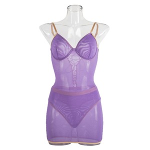 Ensemble <span class=keywords><strong>de</strong></span> lingerie 2 pièces en maille transparente style babydoll pour femme, avec bordure contrastante, collection Dreamy Sheer 2026, très sexy et tendance - Product Image 5