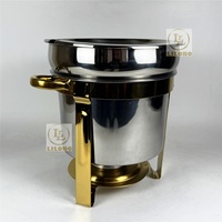 Chauffe-plat en acier inoxydable 11L avec cadre doré et couvercle pour buffet d'hôtel, restauration et banquets