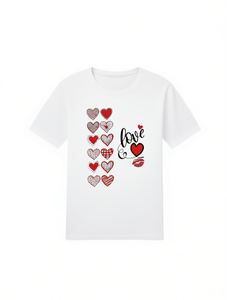 Regalo Romantico per San Valentino, T-Shirt Plus Size da Donna con Stampa di Cuori e Labbra, Casual, Collo Tondo, Manica Corta, Primavera-Estate, 100% Cotone - Product Image 1