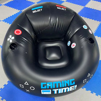 Fauteuil de jeu gonflable pour enfants avec porte-gobelet et poches latérales, style noir, pour fêtes et jeux