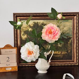 Ramo de Flores de Peonía Artificial, Blanco, Rosa, Rojo, de Plástico y Seda, Alta Simulación, Decoración para el Hogar, Bodas, Fotografía - Product Image 4