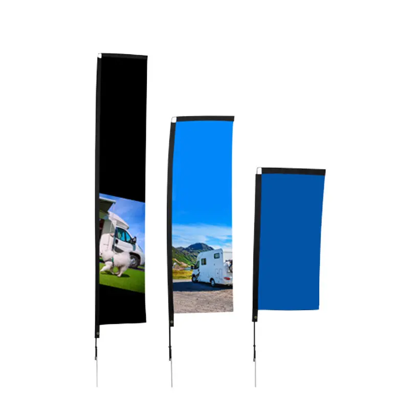 Üretici sıcak satış açık hava reklam özel plaj tüy bayrakları afiş baskı kutup ve taban ile