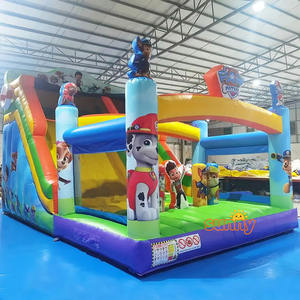Château gonflable commercial Paw Patrol avec toboggan et zone de saut - Product Image 1