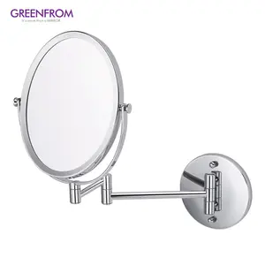 Greenfrom 3X Metal Round Folding Wall Mounted Vanity Bathroom Hinged Wall Mirror