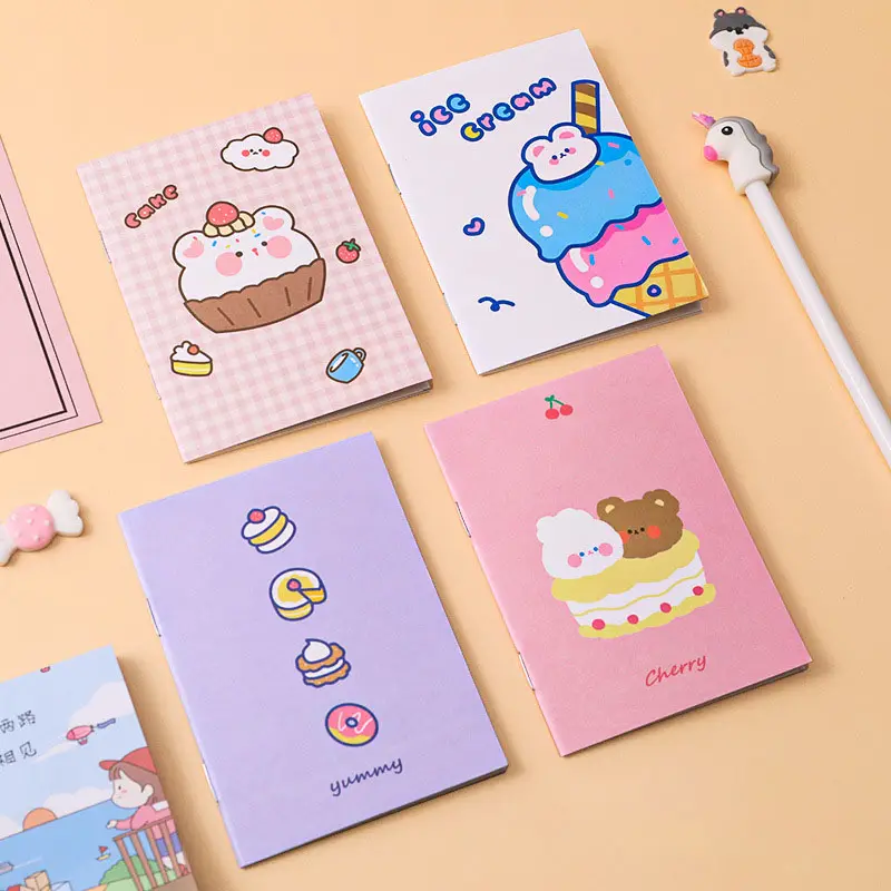 Hot sell cartoon cute pocket notebook cheap small Paper Memo Pad kawaii stationery Custom Logo Printed wholesale promotion diary