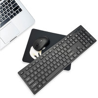Set papan ketik nirkabel 3 dalam 1, papan ketik nirkabel 2.4G dengan tetesan air tutup kunci 4D Mouse dan alas tetikus untuk rumah kantor, F4