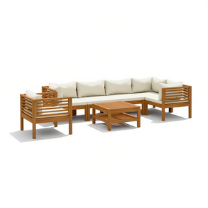 Ensemble de salon de jardin en teck naturel, design contemporain, 6 places - Product Image 1