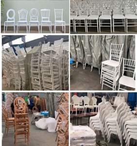 כורסאות יוקרה אירוע בר stackable גבוה אירוע זהב לבן פלדה קבלת חתונה סיטונאי כסאות - Product Image 2