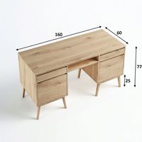 Escritorio Nórdico con Acabado de Madera y Cajones, Mesa de Escritura para Oficina en Casa