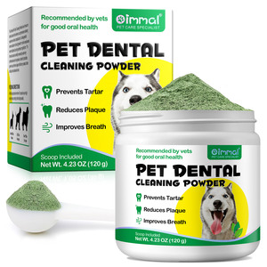 OIMMAI 120g Polvo Natural para Limpieza Dental <span class=keywords><strong>de</strong></span> Perros con Probióticos y Algas Marinas - Control <span class=keywords><strong>de</strong></span> Placa y Sarro, Suplemento para el Cuidado Dental <span class=keywords><strong>de</strong></span> Mascotas - Product Image 1