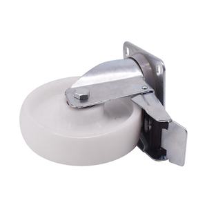 Roulettes industrielles modernes robustes en nylon blanc, avec frein pivotant, sans trace, de 3, 4, 5, 6 et 8 pouces, avec supports - Product Image 4
