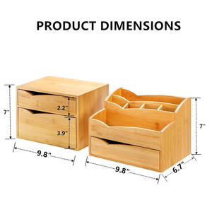 Bamboo Desktop Organizer With 3 <b>Drawers</b> For Office <b>Storage</b> And Stationery Organization - Product Image 2
