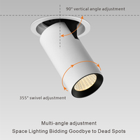 Spot encastré orientable à tête rotative Gimbal pour projet de magasin intérieur, projecteur COB réglable rétractable, éclairage LED commercial encastré