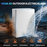 Boîtier électrique extérieur en métal étanche NEMA 4X IP66, en acier inoxydable, montage mural, panneau de commande résistant aux intempéries