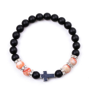 Commercio all'ingrosso 8mm in pietra naturale opacizzata <span class=keywords><strong>quarzo</strong></span> rosa <span class=keywords><strong>occhio</strong></span> <span class=keywords><strong>di</strong></span> <span class=keywords><strong>tigre</strong></span> placcato oro croce braccialetto <span class=keywords><strong>di</strong></span> equilibrio <span class=keywords><strong>di</strong></span> Yoga guarigione per gli uomini delle donne - Product Image 3