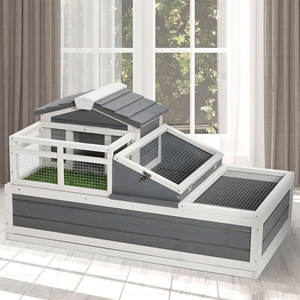 Habitat pour tortues en bois moderne à 2 étages, 3 pièces, balcon en gazon, toit ouvrant, utilisation intérieure/extérieure, cage pour reptiles (couleur personnalisée) - Product Image 2