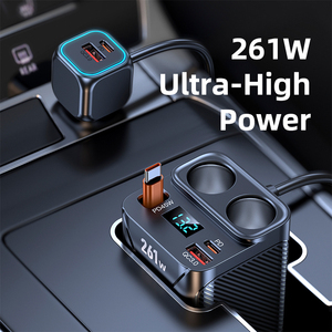 261W 7IN1 มาพร้อมสายต่อขยาย 1 เมตร พอร์ต PD คู่ 2QC 3.0 ใช้งานพร้อมกันได้ ของที่ต้องมีสำหรับนักธุรกิจชั้นนำ ที่ชาร์จในรถยนต์ - Product Image 2