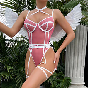 Lingerie corps costume Sexy entrejambe ouvert érotique dentelle Sexy Lingerie creux soutien-gorge couverture et <span class=keywords><strong>porte</strong></span>-jarretelles chaud Sexy Lingerie Sexy pyjama ensemble - Product Image 2