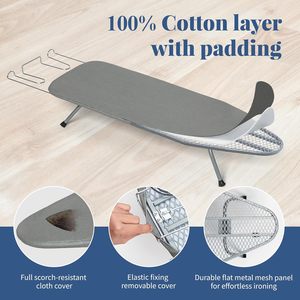 Planche à repasser portable résistante à la chaleur, pliable, mini, avec repose-fer à repasser, multifonction, support à vêtements détachable - Product Image 3