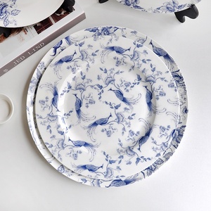 De china de hueso fino conjunto de cena azul y blanco de cerámica, platos de cena juego de vajilla de boda - Product Image 1