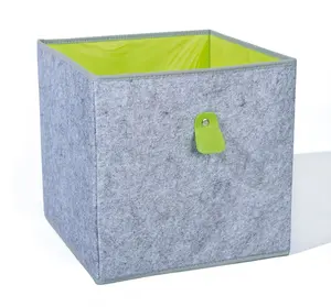 可折叠手工毛毡织物储物盒立方体容器可折叠储物篮垃圾箱