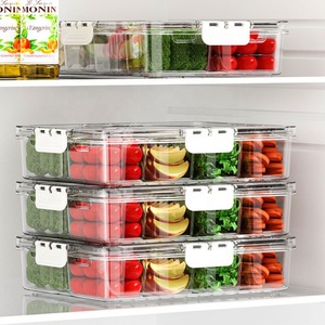 Fresh New Design 8-Grid <b>Kitchen</b> Refrigerator Fruit Tray Food Grade Transparent Salad Spices <b>Storage</b> Box Injection PP Plastic - Product Image 3