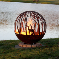 Boule de feu extérieure en acier Corten pour décoration de jardin
