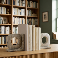 Porte-livres en marbre faits à la main, support décoratif en pierre, porte-livres géométriques modernes pour la maison, le bureau, la bibliothèque, la table, ensemble de décoration d'étagère