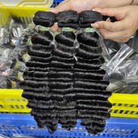 DKL Cheveux Humains Vierges Brésiliens Remy Couleur Naturelle Ondulés Profonds & Ondulés Naturels/Bouclés Crépus, Lots de Tissages 100g 20 Pièces Livraison Gratuite