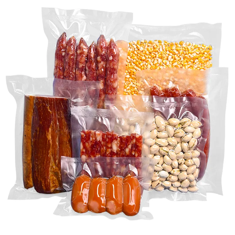 뜨거운 판매 투명 맞춤형 식품 포장 나일론 진공 가방 플라스틱 실러 파우치 식품 보관용 질감 진공 가방