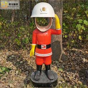 Sculpture sur le thème de la lutte contre les incendies Jia Hua, figurine en fibre de verre, décoration artisanale à poser au sol en extérieur - Product Image 5