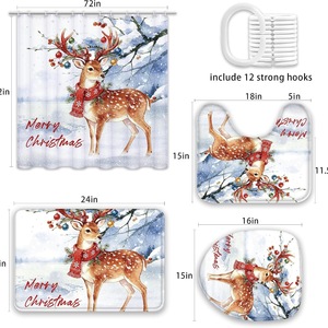 Red Gingerbread House Scene Polyester Shower <b>Curtain</b> <b>Bathroom</b> <b>Curtain</b> Digital Print Waterproof Custom Print Wholesale Modern 4 - Product Image 5