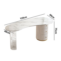 Bureau d'ordinateur moderne en bois massif et acier inoxydable avec plateau en dalle de roche pour réception de bureau et consultation médicale