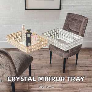 <span class=keywords><strong>Vassoio</strong></span> Moderno in Cristallo <span class=keywords><strong>e</strong></span> Vetro Dorato per Trucchi <span class=keywords><strong>e</strong></span> Gioielli con Design Decorativo per la Casa - Product Image 2