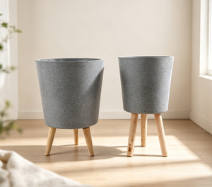 Promotion : Jardinière Suspendue Extérieure Moderne en Fibrociment avec Pieds en Bois, Légère, Étanche, Résistante aux UV et aux Fissures, 10L, pour Jardin et Maison - Product Image 3