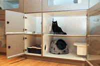 Superbe Tour pour Chat de Luxe avec Cabine en Verre, Ferme en Métal Massif à Fermeture Classique, Cage Panoramique Élégante pour Chat